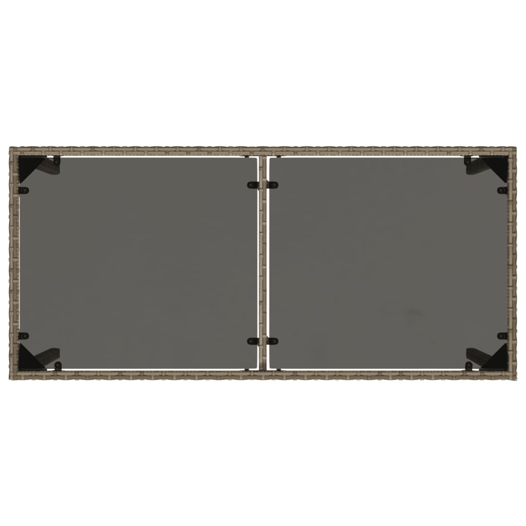 vidaXL Stół ogrodowy ze szklanym blatem, szary, 115x54x74cm, rattan PE