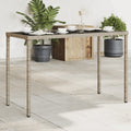 vidaXL Stół ogrodowy ze szklanym blatem, szary, 115x54x74cm, rattan PE