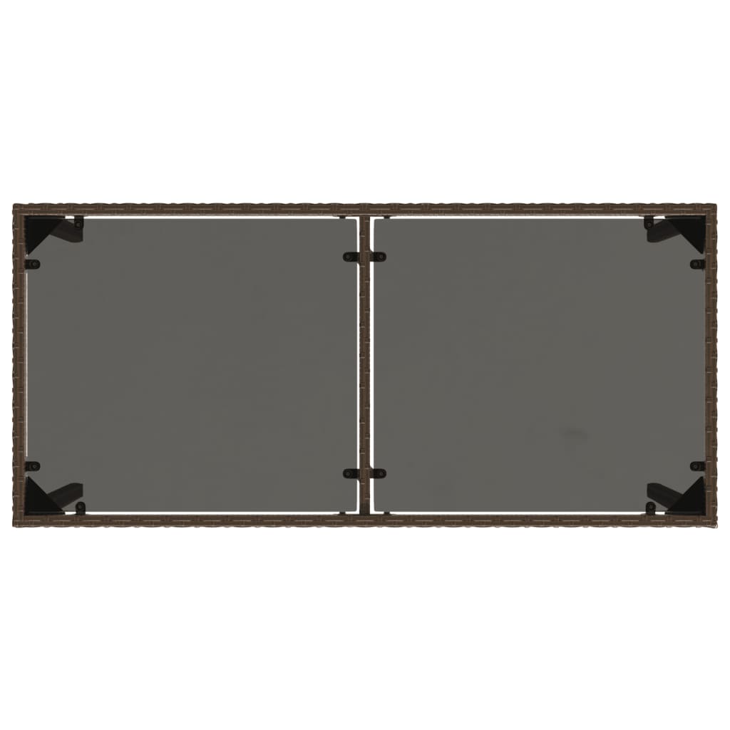 vidaXL Stół ogrodowy ze szklanym blatem, brąz, 115x54x74 cm, rattan PE