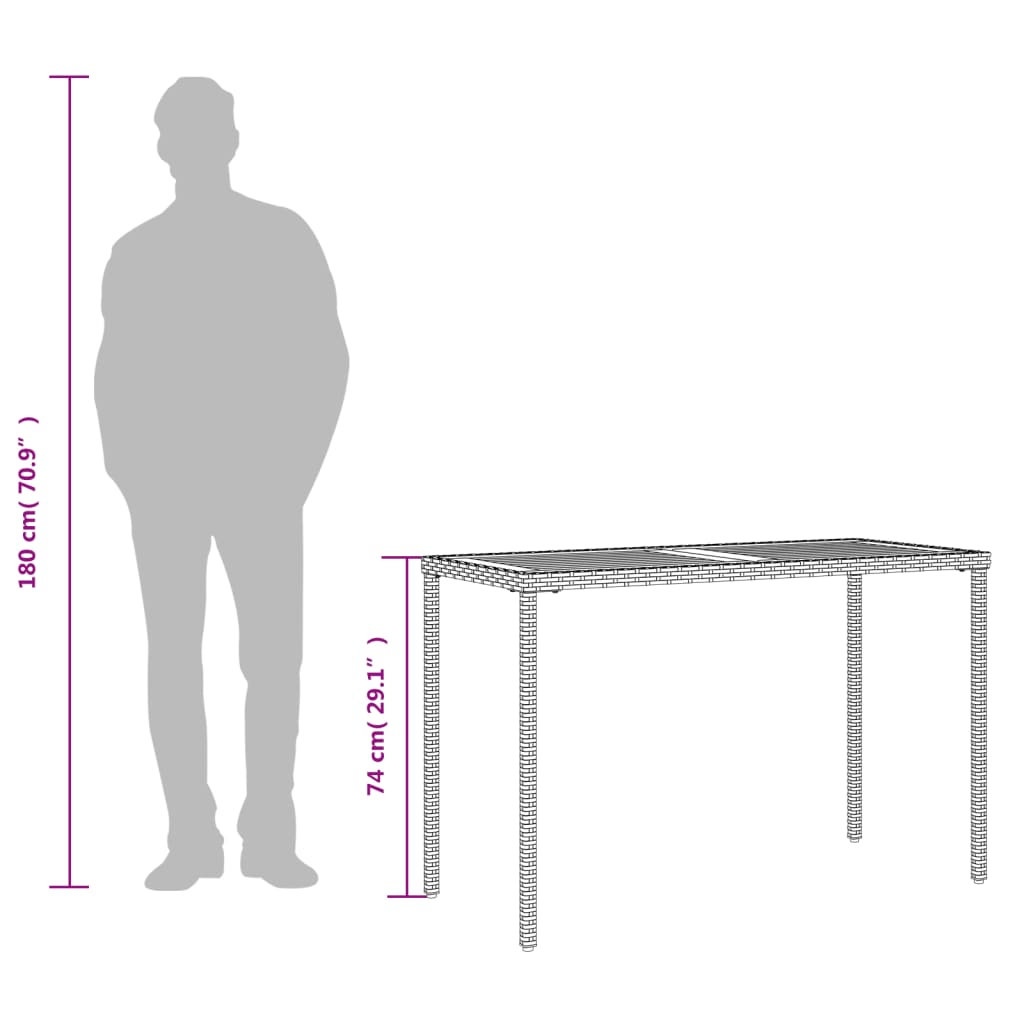 vidaXL Stół ogrodowy z akacjowym blatem, szary, 115x54x74 cm