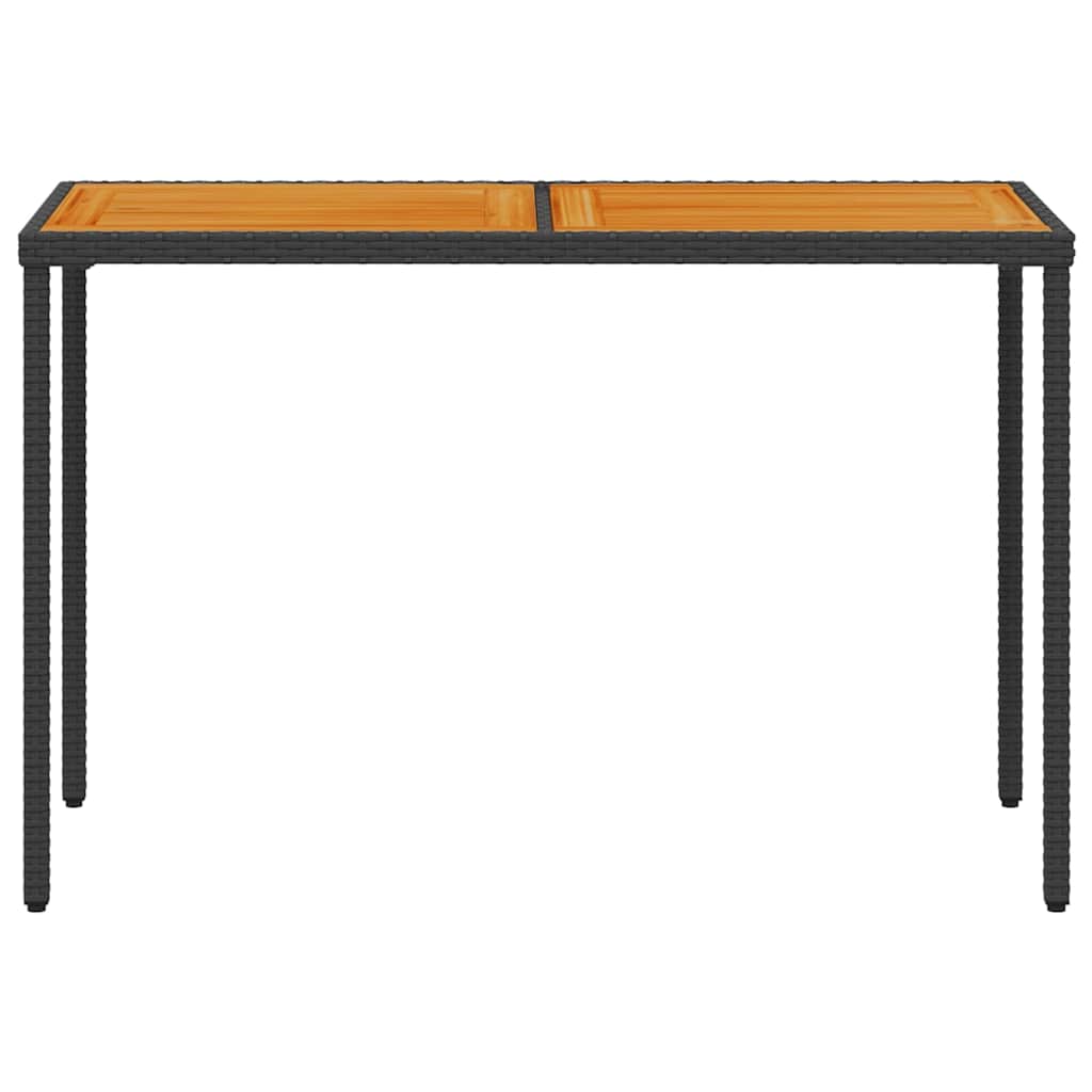 vidaXL Stół ogrodowy z akacjowym blatem, czarny, 115x54x74 cm
