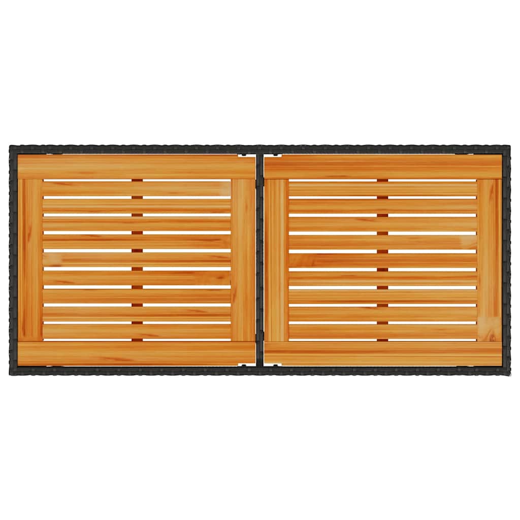 vidaXL Stół ogrodowy z akacjowym blatem, czarny, 115x54x74 cm