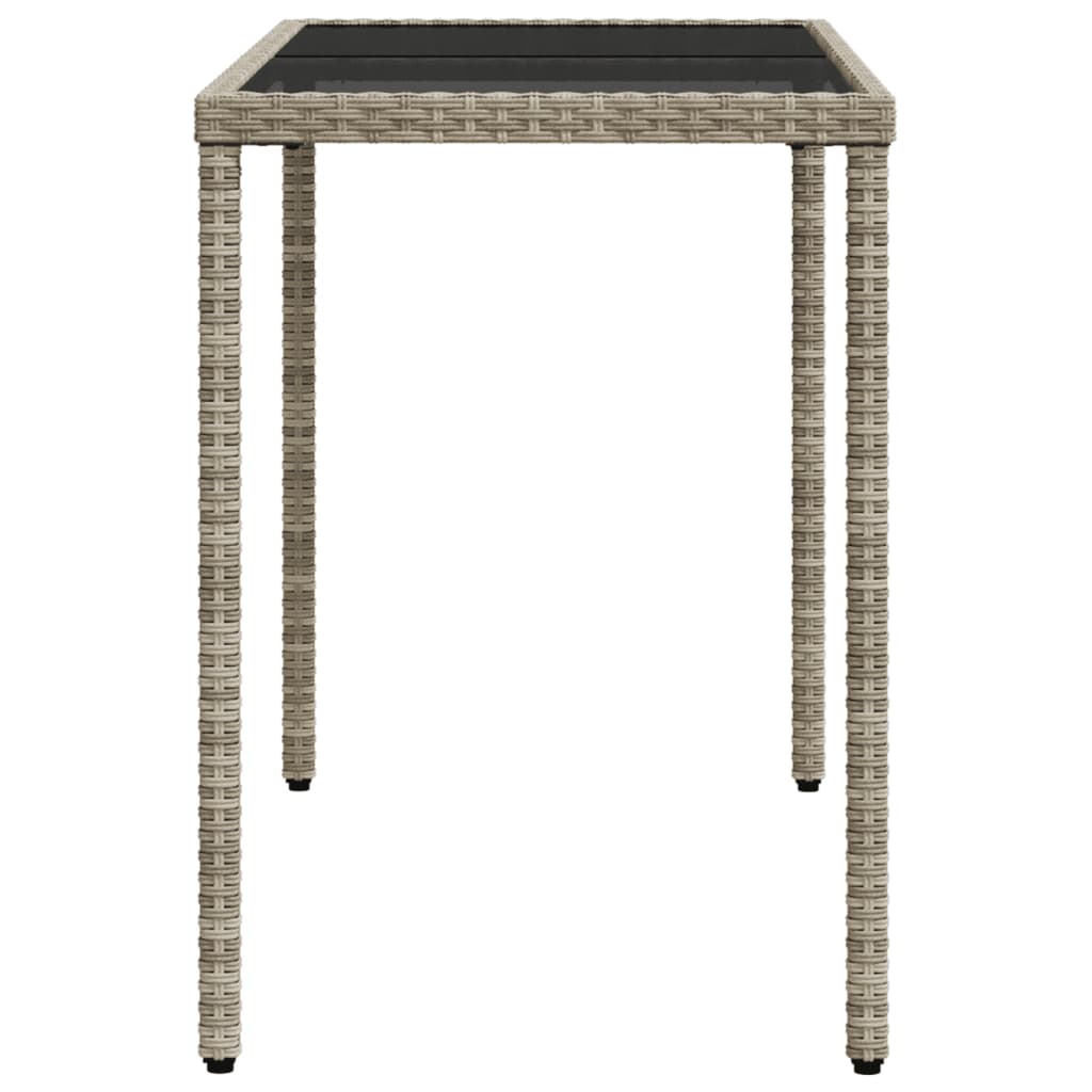 vidaXL Stół ogrodowy ze szklanym blatem, jasnoszary, 115x54x74 cm