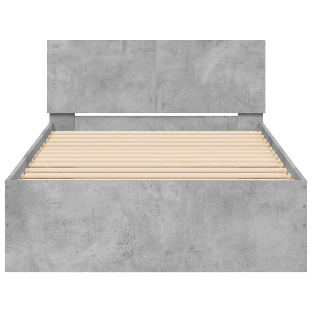 vidaXL Rama łóżka z wezgłowiem, szarość betonu, 100x200 cm