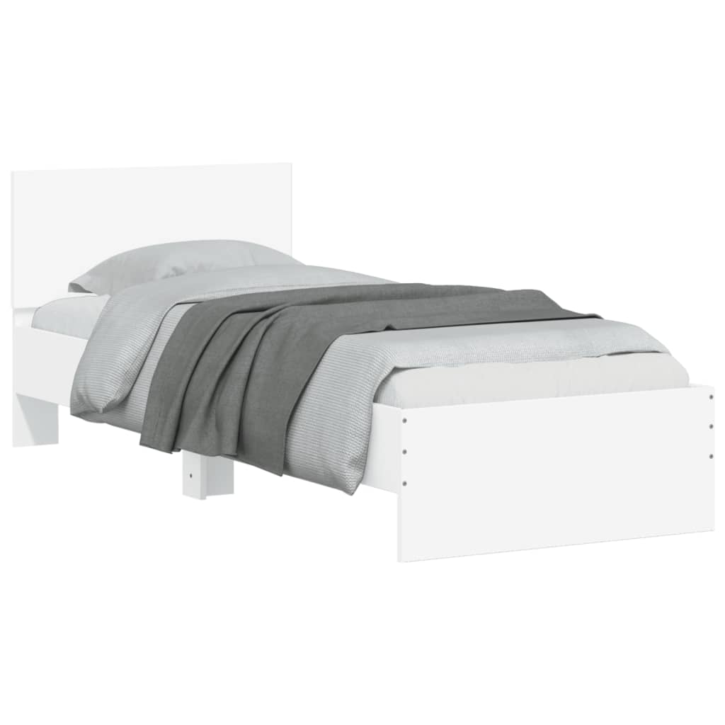 vidaXL Rama łóżka z wezgłowiem, biała, 90x190 cm