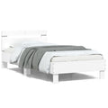 vidaXL Rama łóżka z wezgłowiem i LED, biała, 100x200 cm