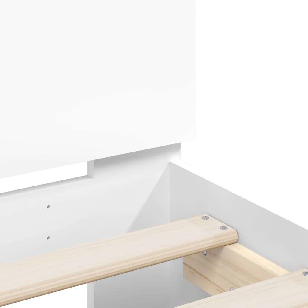vidaXL Rama łóżka z wezgłowiem i LED, biała, 90x200 cm