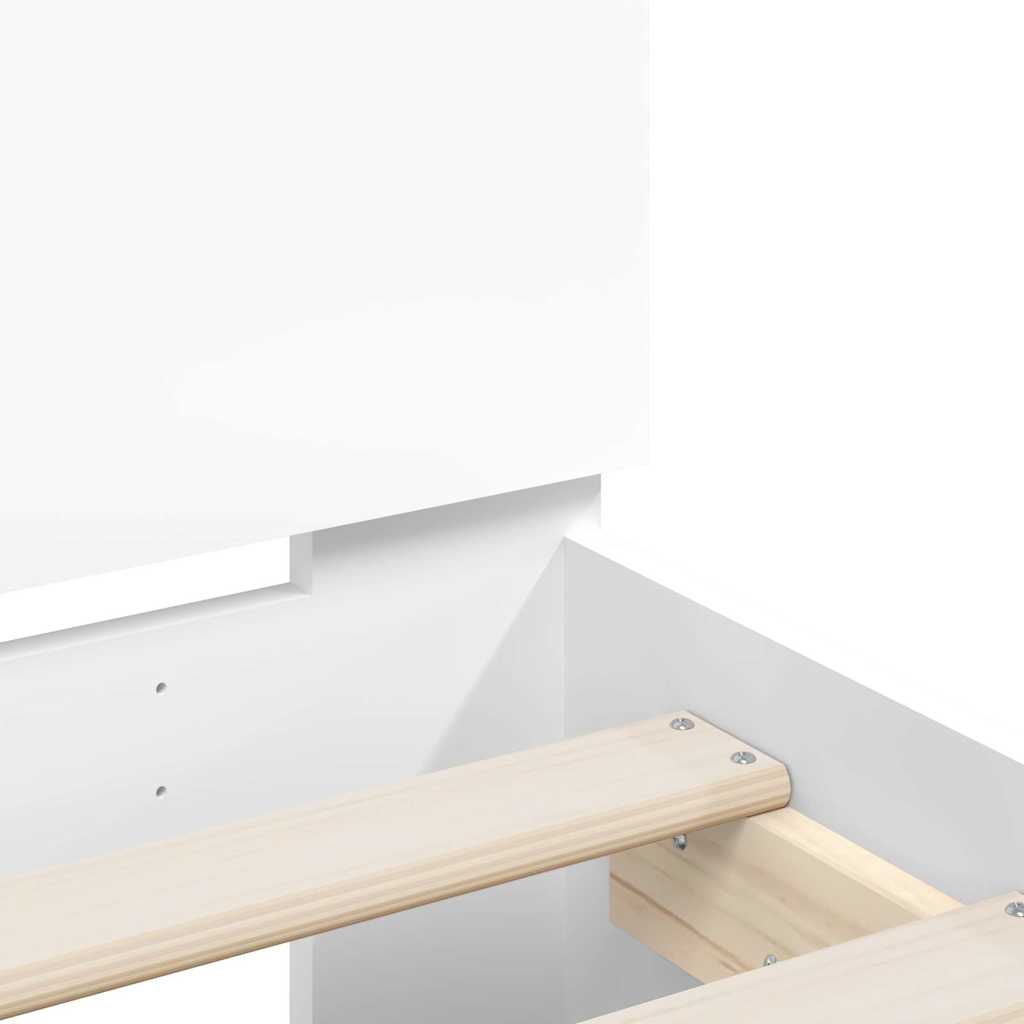 vidaXL Rama łóżka z wezgłowiem i LED, biała, 75x190 cm