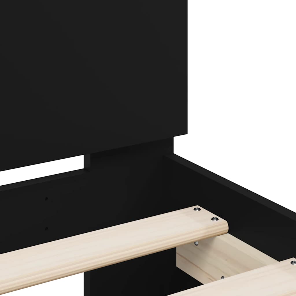 vidaXL Rama łóżka z wezgłowiem i LED, czarna, 75x190 cm