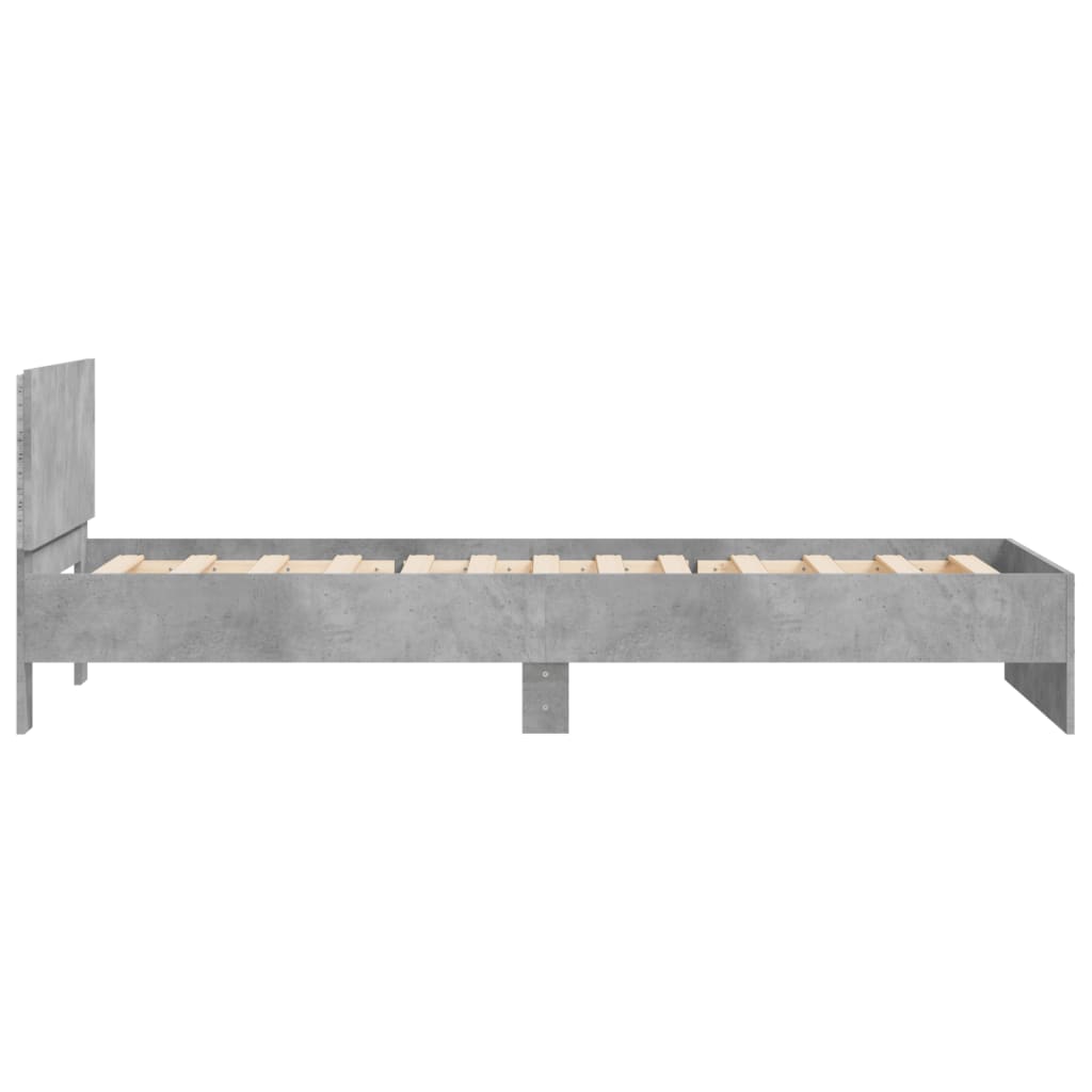 vidaXL Rama łóżka z wezgłowiem i LED, szarość betonu, 100x200 cm