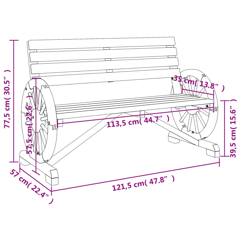 vidaXL 2-osobowa ławka ogrodowa Adirondack, lite drewno jodłowe