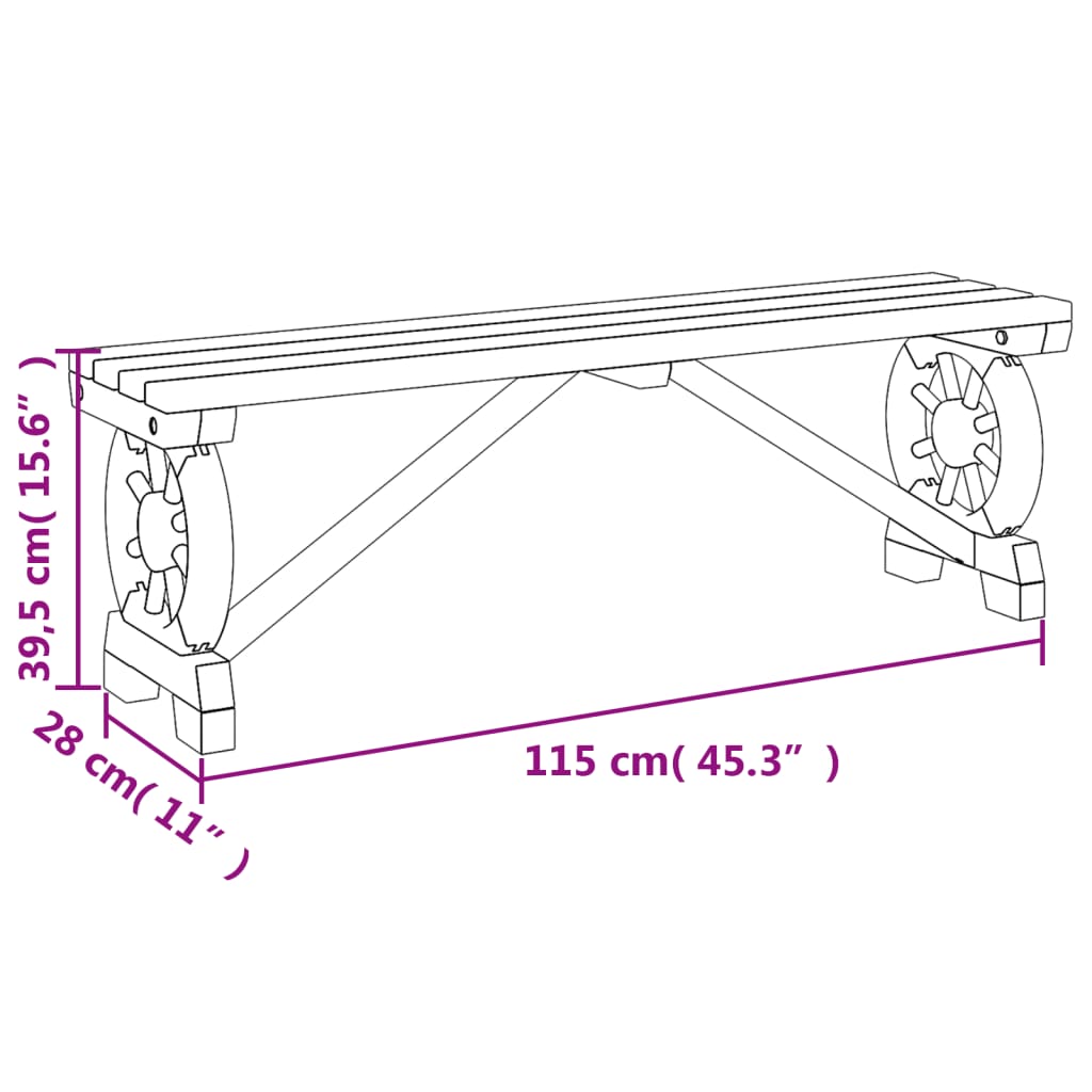 vidaXL Ławka ogrodowa, 115 cm, lite drewno jodłowe