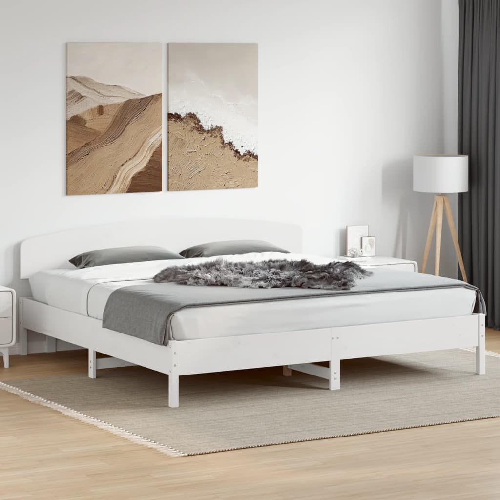 vidaXL Łóżko bez materaca, białe, 200x200 cm, lite drewno sosnowe