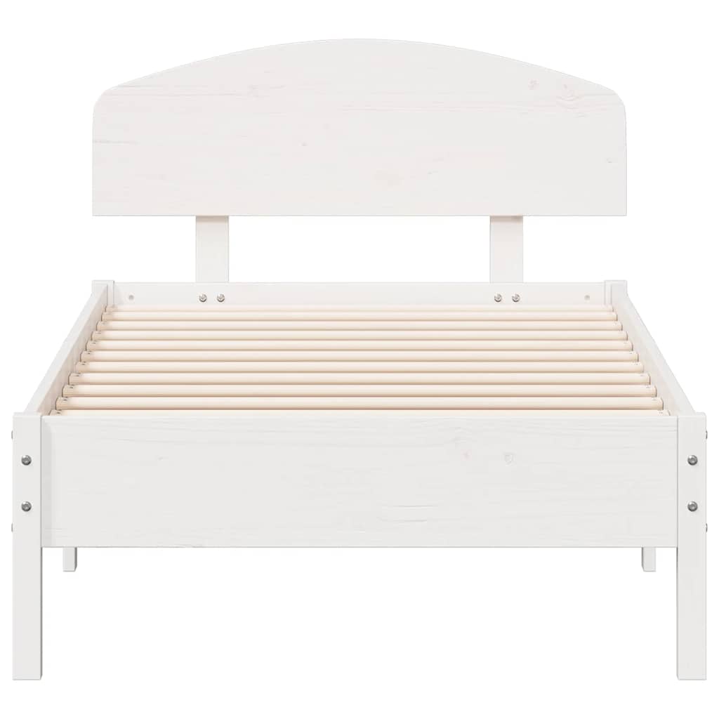 vidaXL Rama łóżka bez materaca, biała, 75x190 cm, lite drewno sosnowe