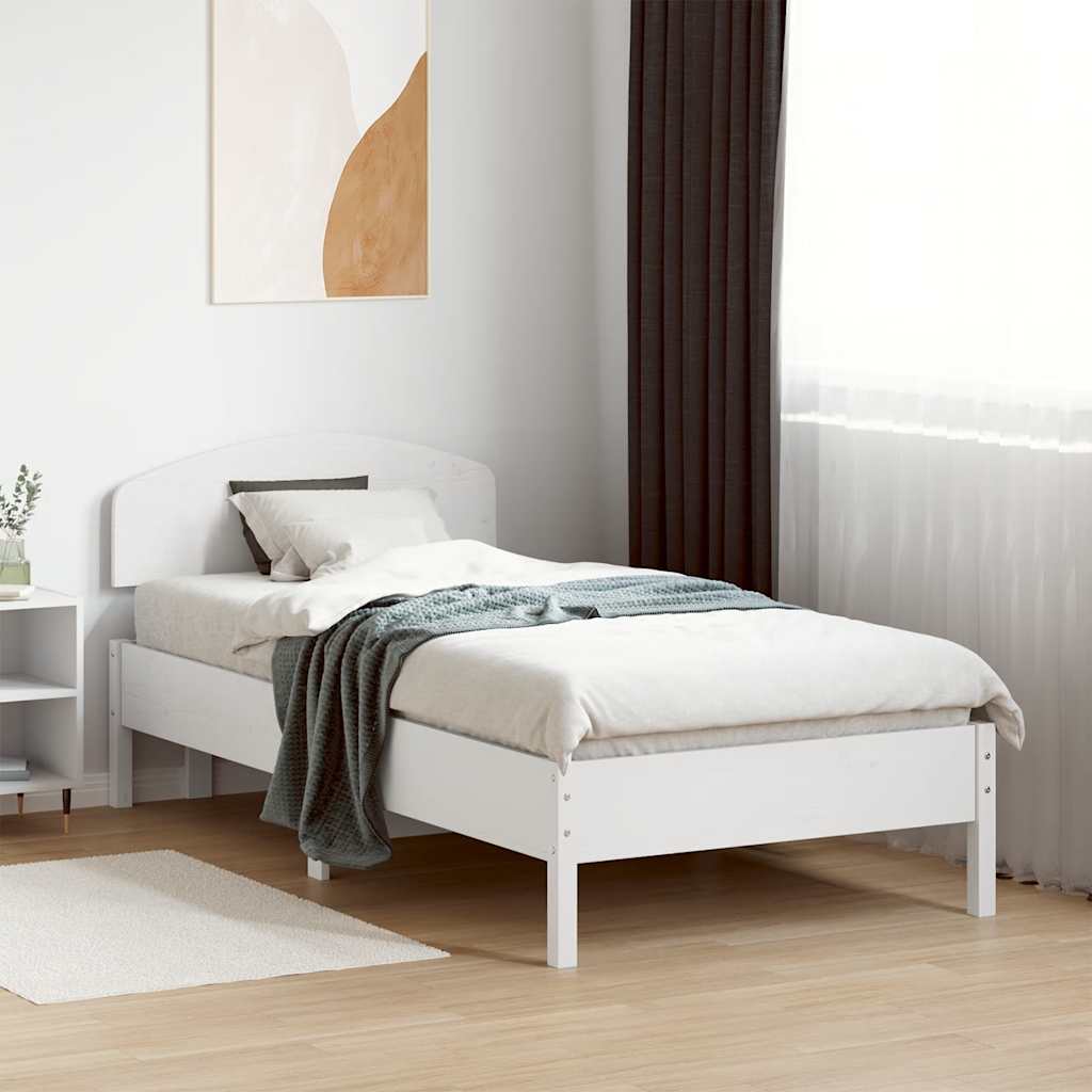 vidaXL Rama łóżka bez materaca, biała, 75x190 cm, lite drewno sosnowe