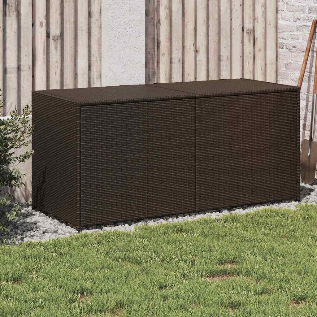 vidaXL Skrzynia ogrodowa, brązowa, 283L, polirattan