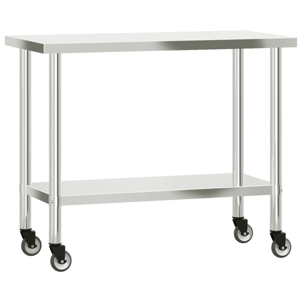 vidaXL Kuchenny stół roboczy z półką, 110x55x120 cm, stal nierdzewna