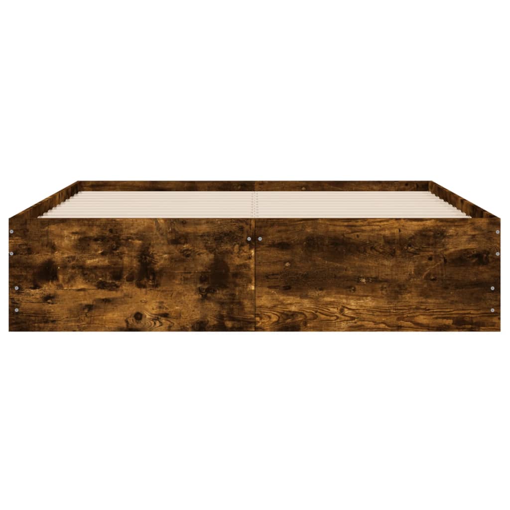 vidaXL Rama łóżka z szufladami, przydymiony dąb, 120x200 cm