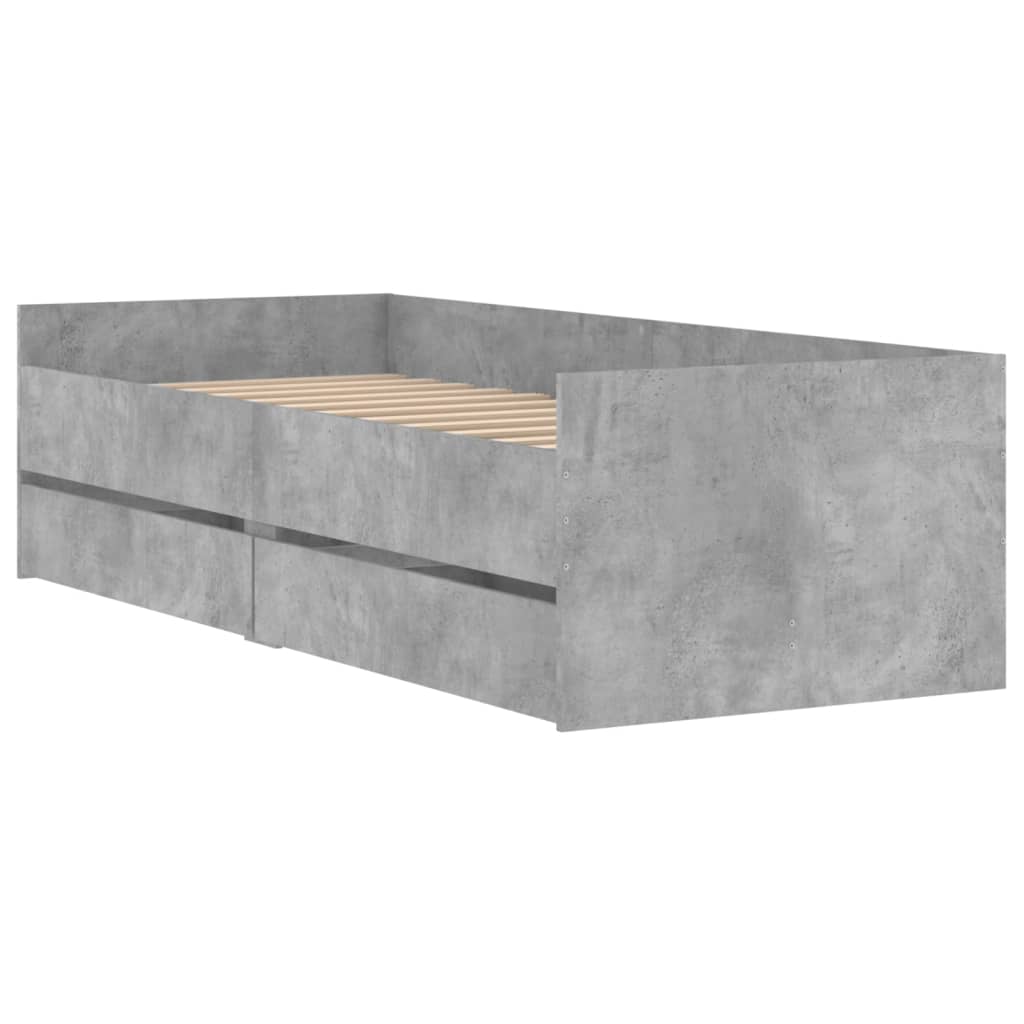 vidaXL Rama łóżka z szufladami, szarość betonu, 100x200 cm
