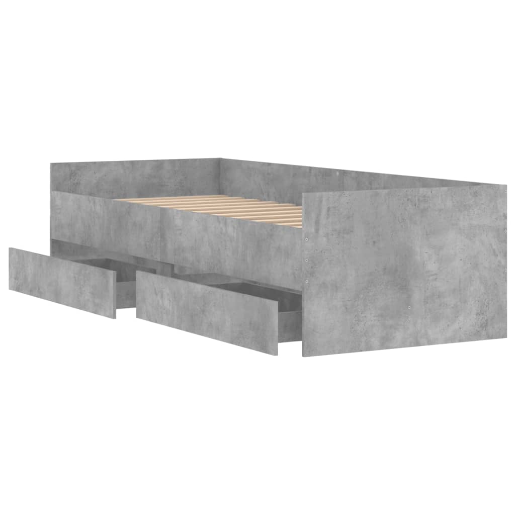 vidaXL Rama łóżka z szufladami, szarość betonu, 100x200 cm