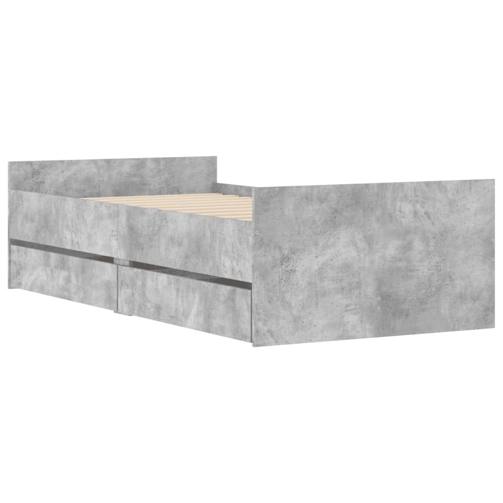 vidaXL Rama łóżka z szufladami, szarość betonu, 100x200 cm