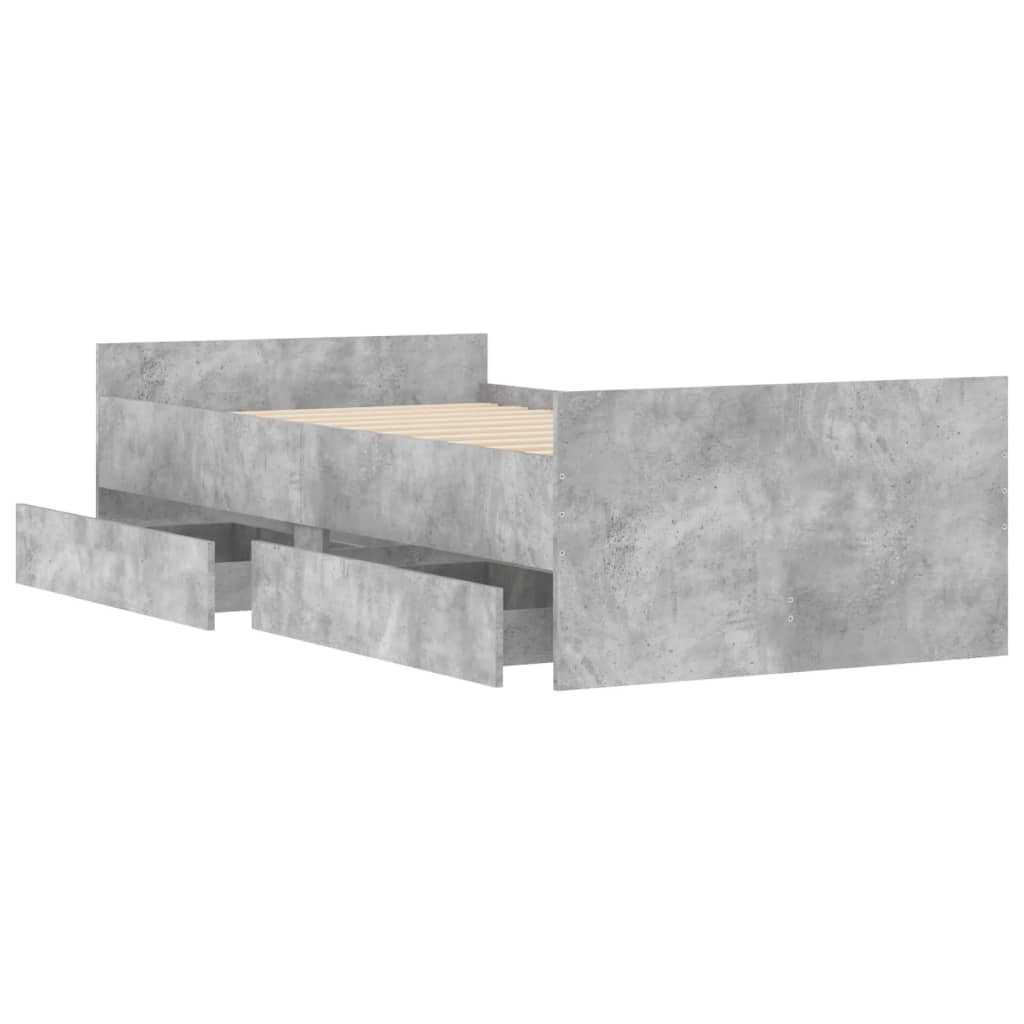 vidaXL Rama łóżka z szufladami, szarość betonu, 100x200 cm