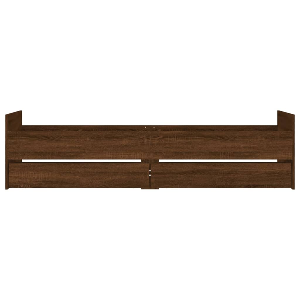 vidaXL Rama łóżka z szufladami, brązowy dąb, 100x200 cm