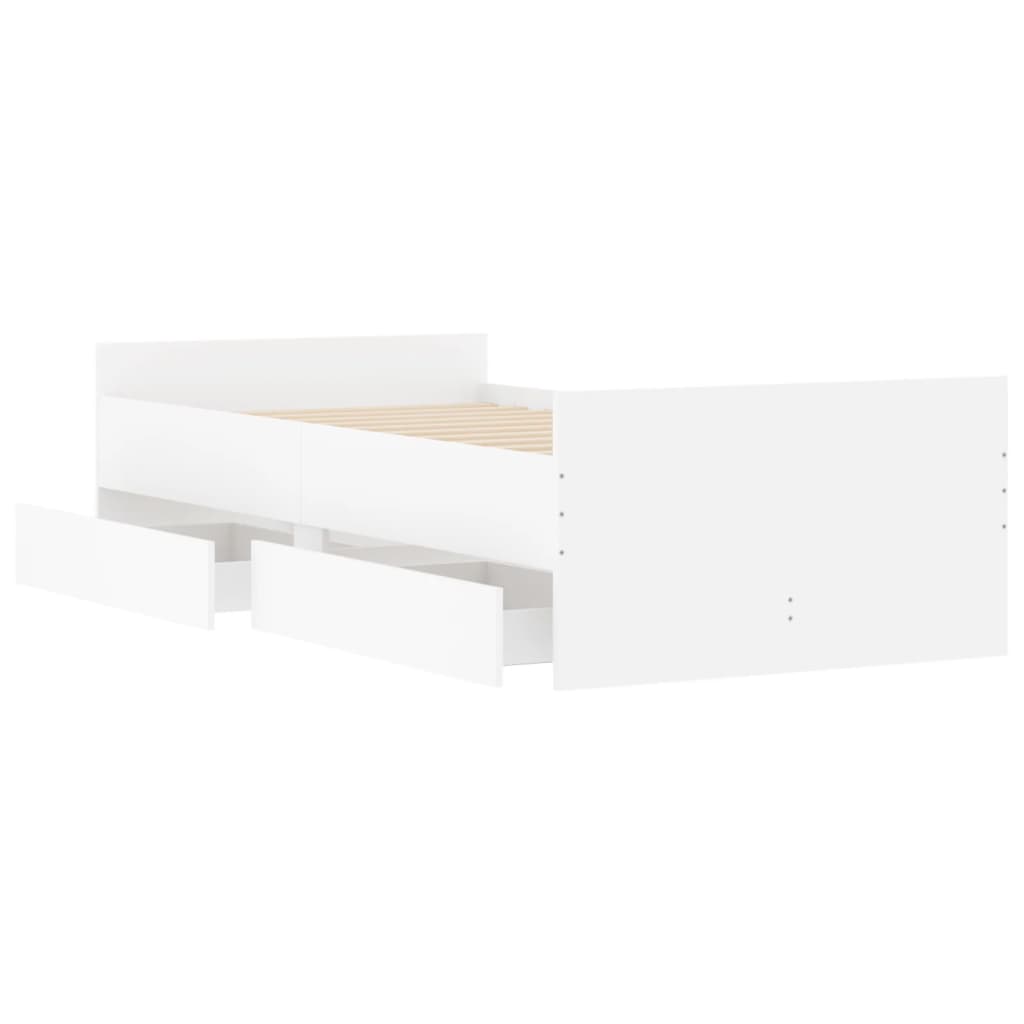 vidaXL Rama łóżka z szufladami, biała, 90x200 cm