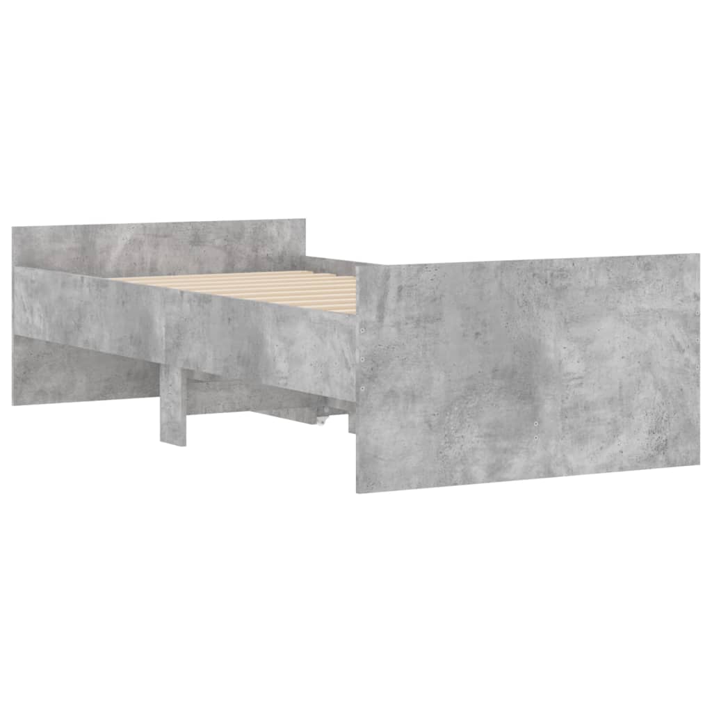 vidaXL Rama łóżka z szufladami, szarość betonu, 90x200 cm