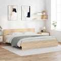 vidaXL Rama łóżka z wezgłowiem, dąb sonoma, 200x200 cm
