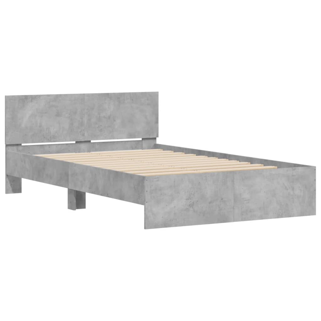 vidaXL Rama łóżka z wezgłowiem, szarość betonu, 135x190 cm