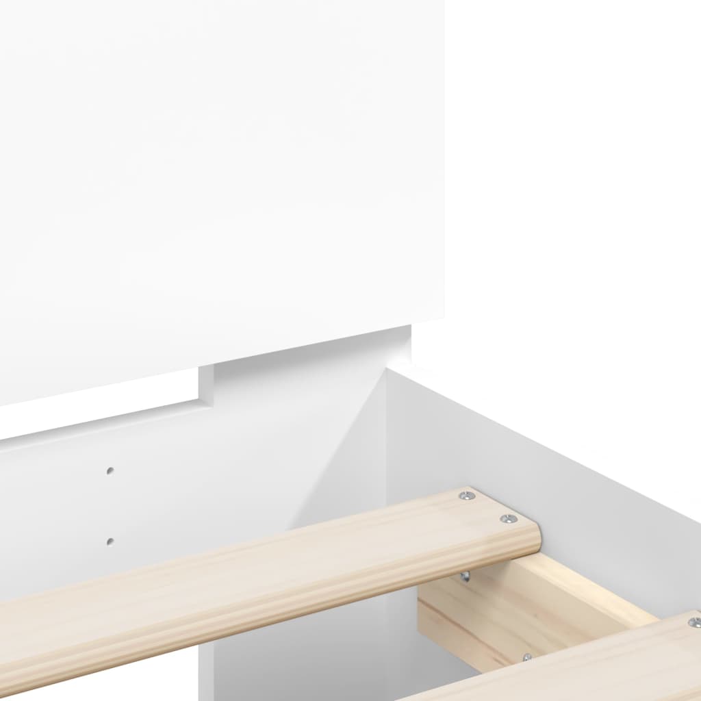 vidaXL Rama łóżka z wezgłowiem i LED, biała, 120x190 cm