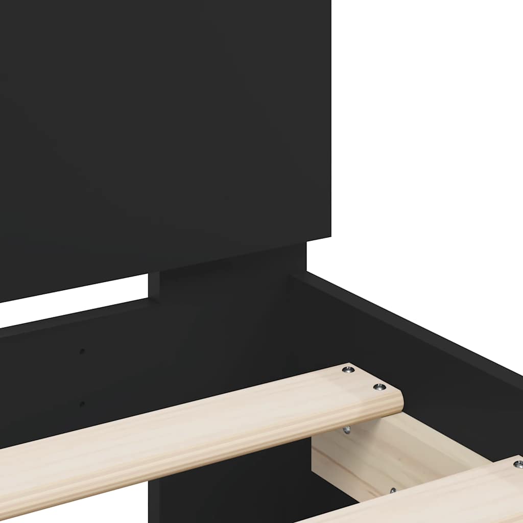 vidaXL Rama łóżka z wezgłowiem i LED, czarna, 120x190 cm