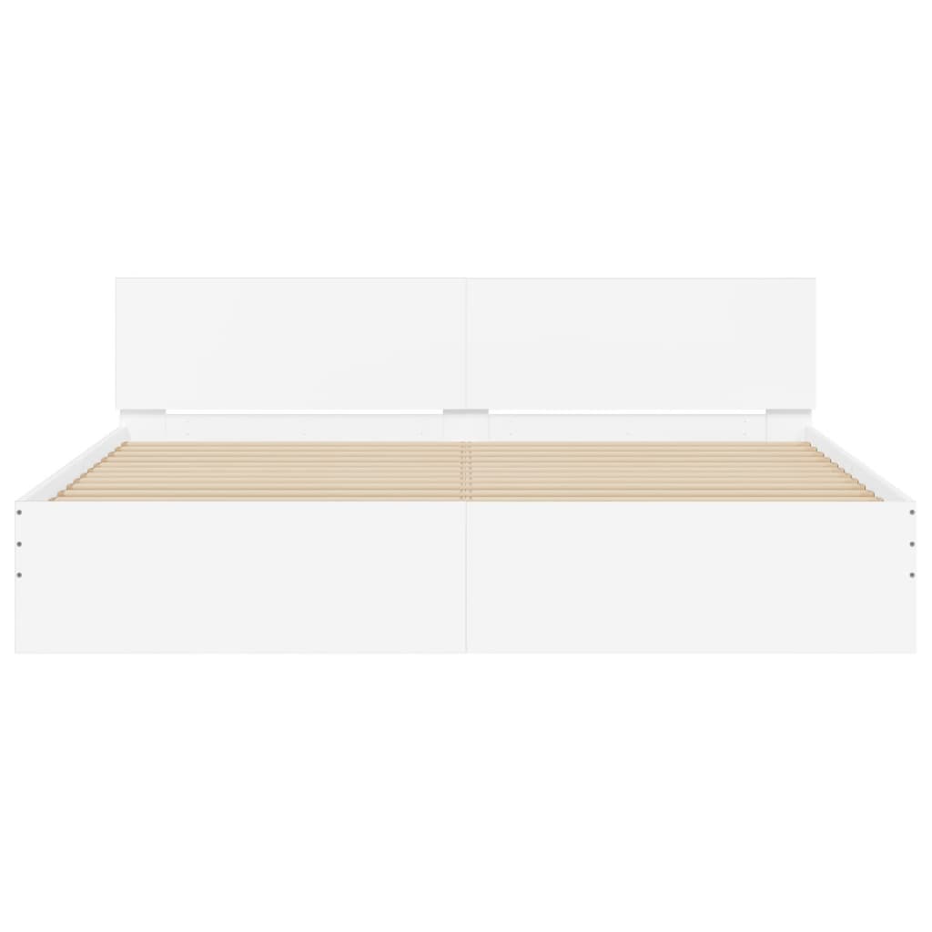 vidaXL Rama łóżka z wezgłowiem i LED, biała, 180x200 cm