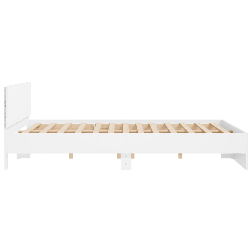 vidaXL Rama łóżka z wezgłowiem i LED, biała, 180x200 cm