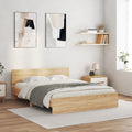 vidaXL Rama łóżka z wezgłowiem i LED, dąb sonoma, 150x200 cm