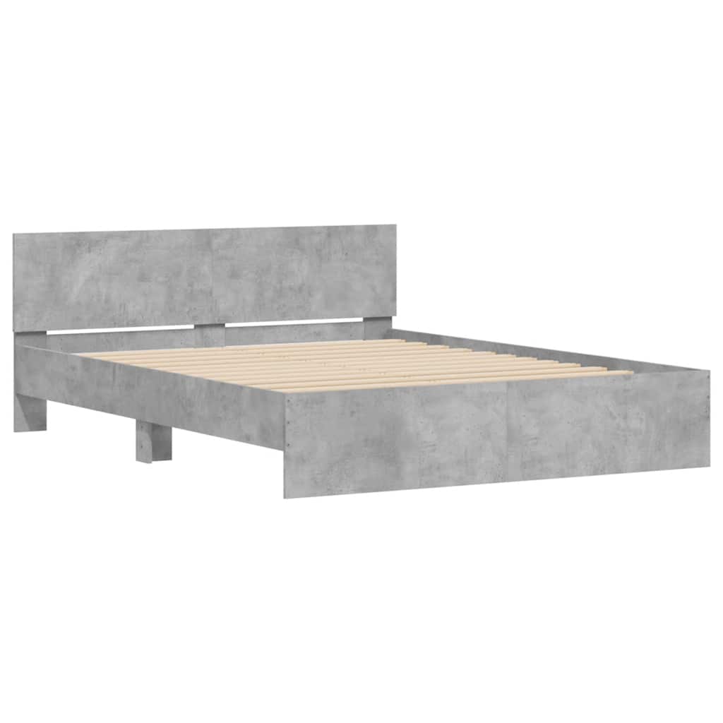 vidaXL Rama łóżka z wezgłowiem i LED, szarość betonu, 150x200 cm