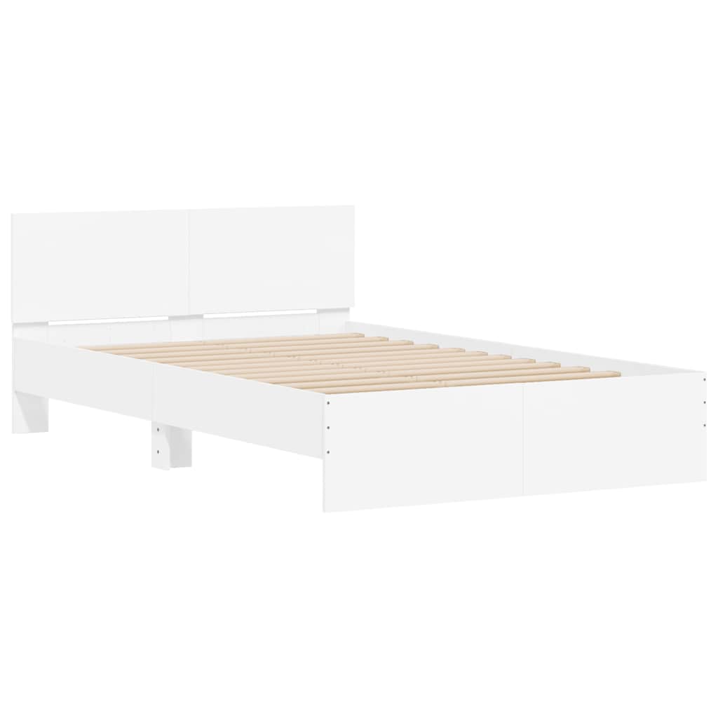 vidaXL Rama łóżka z wezgłowiem i LED, biała, 140x200 cm
