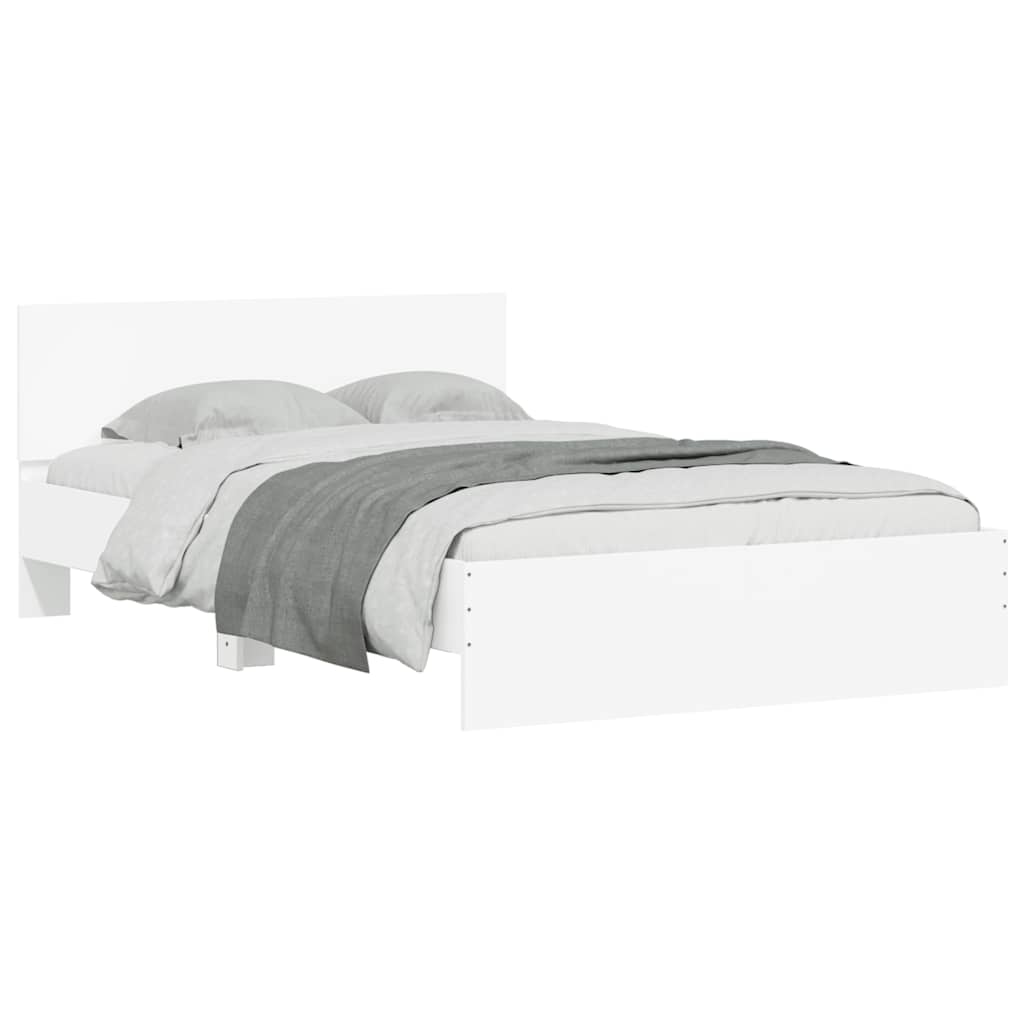 vidaXL Rama łóżka z wezgłowiem i LED, biała, 120x200 cm