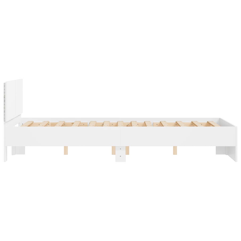 vidaXL Rama łóżka z wezgłowiem i LED, biała, 140x190 cm