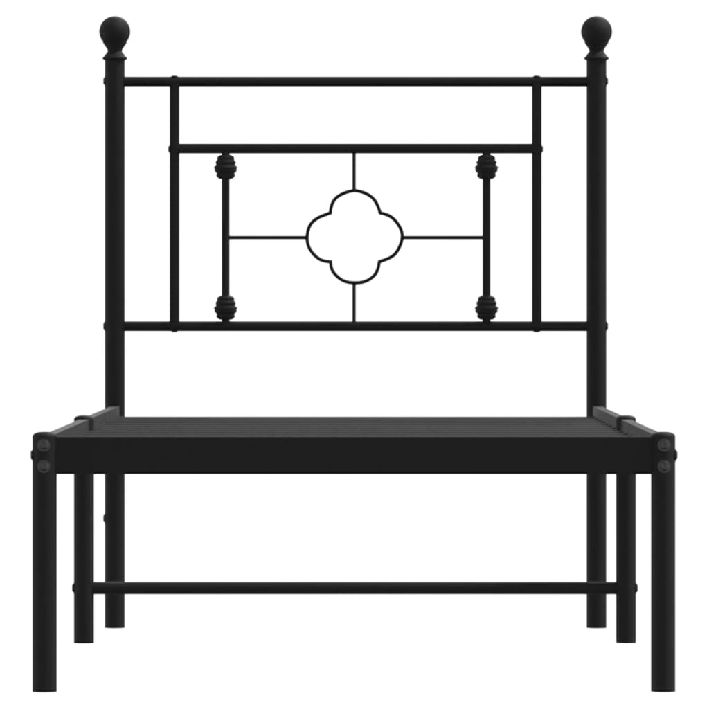 vidaXL Metalowa rama łóżka z wezgłowiem, czarna, 75x190 cm