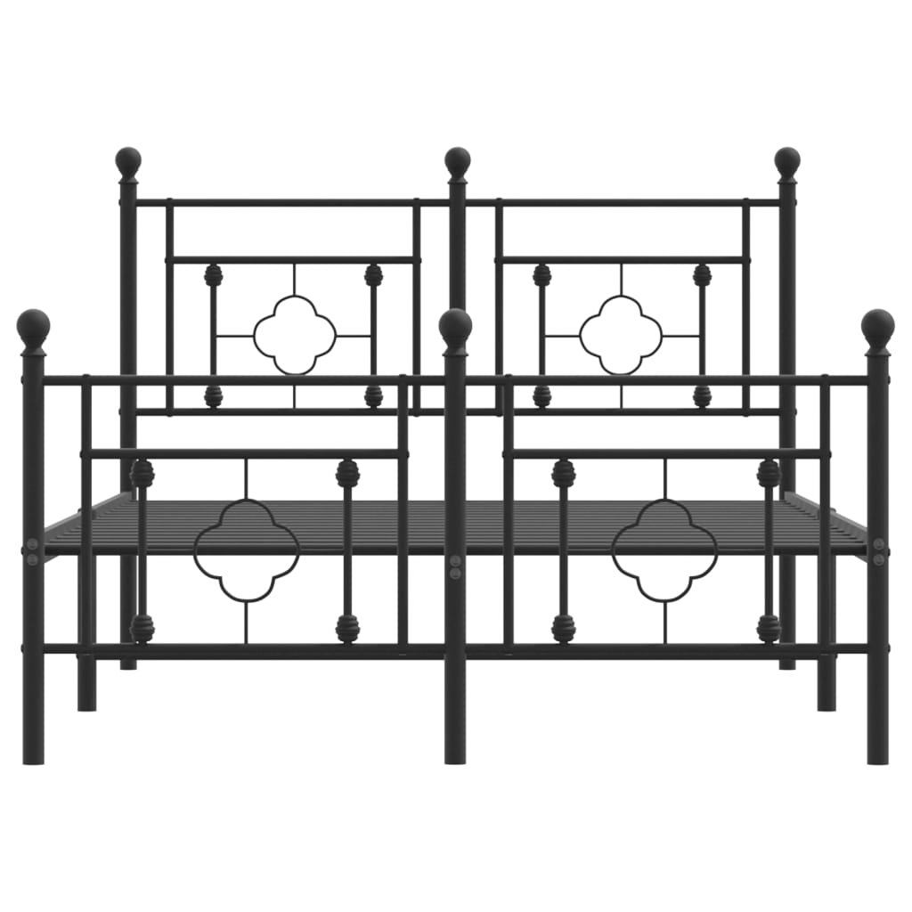 vidaXL Metalowa rama łóżka z wezgłowiem i zanóżkiem, czarna, 120x190cm
