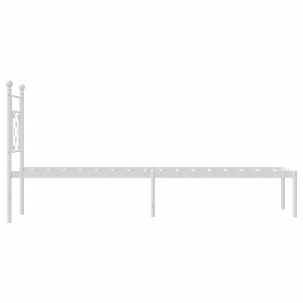 vidaXL Metalowe łóżko z wezgłowiem, bez materaca, białe, 75x190 cm