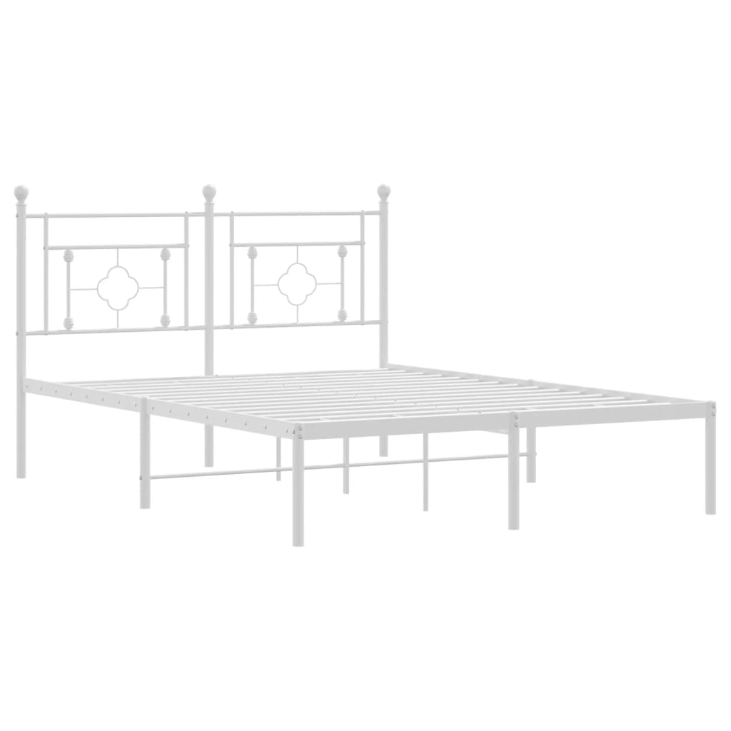 vidaXL Metalowa rama łóżka z wezgłowiem, biała, 140x190 cm