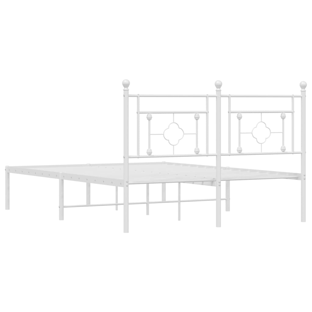 vidaXL Metalowa rama łóżka z wezgłowiem biała, 140x200 cm