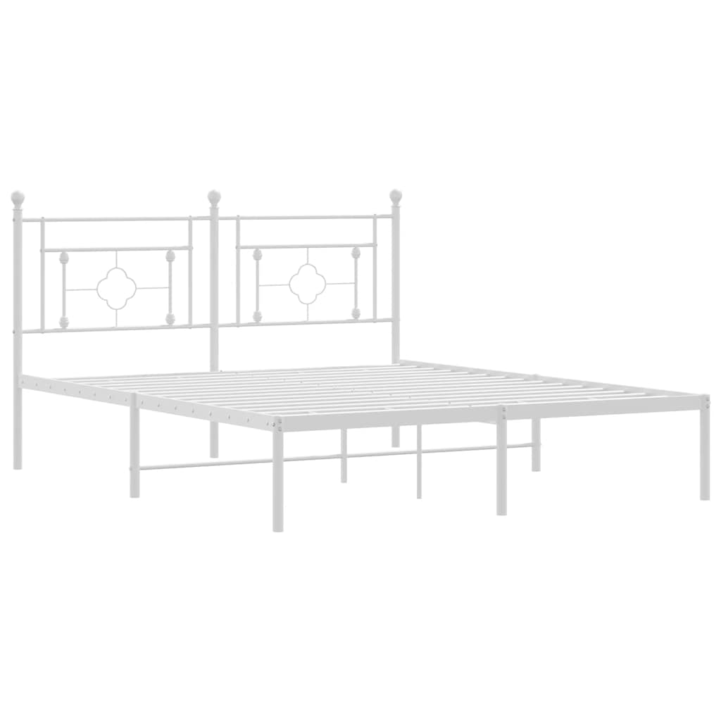 vidaXL Metalowa rama łóżka z wezgłowiem, biała, 160x200 cm