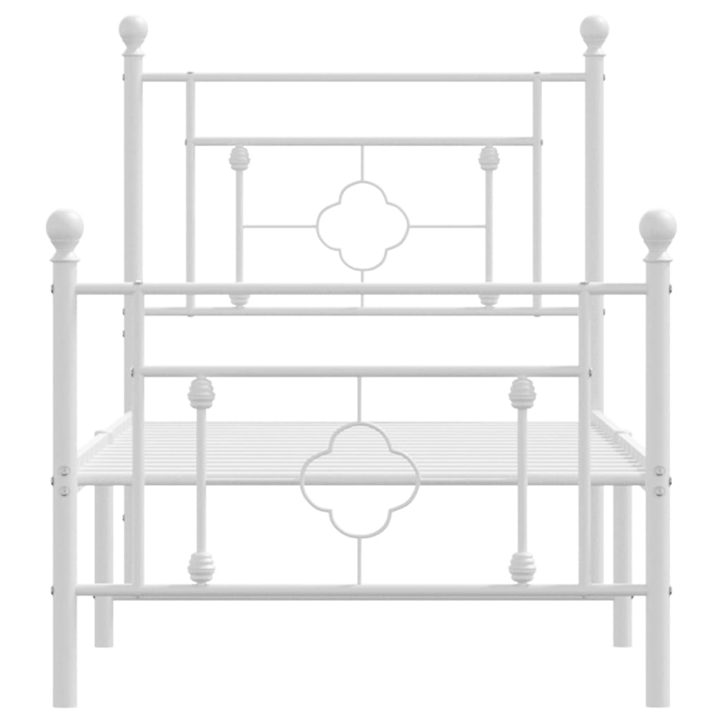 vidaXL Metalowa rama łóżka z wezgłowiem i zanóżkiem, biała, 80x200 cm
