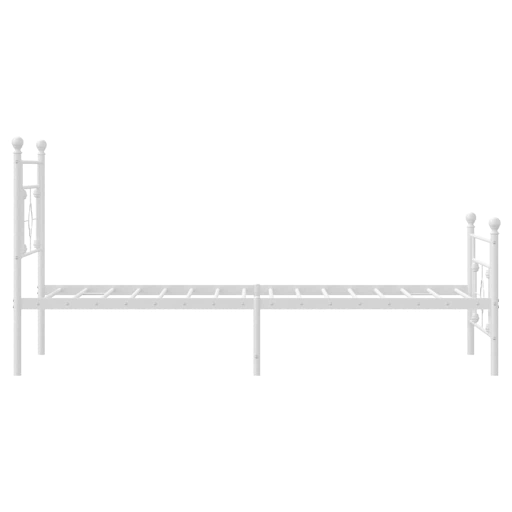 vidaXL Metalowa rama łóżka z wezgłowiem i zanóżkiem, biała, 107x203 cm