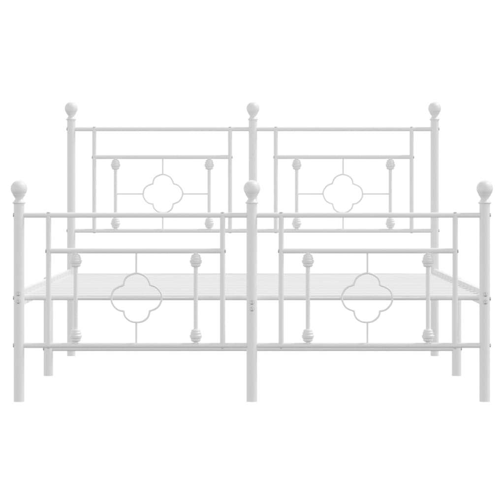 vidaXL Metalowa rama łóżka z wezgłowiem i zanóżkiem, biała, 140x190 cm