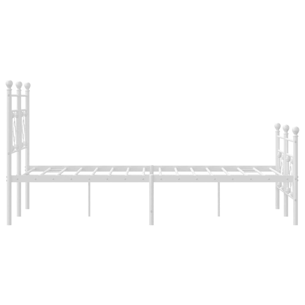 vidaXL Metalowa rama łóżka z wezgłowiem i zanóżkiem, biała, 140x190 cm